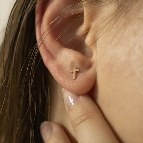 Cross earrings 14k rose gold