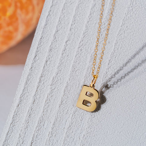 14K yellow gold Letter B pendant