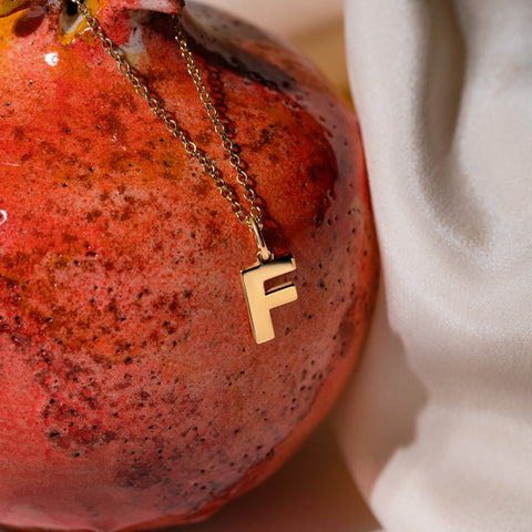 14K yellow gold Letter F pendant