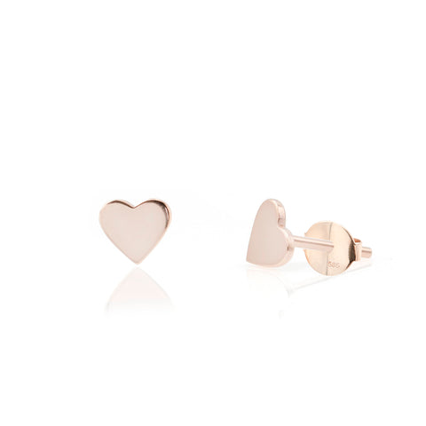 14K rose gold heart earrings