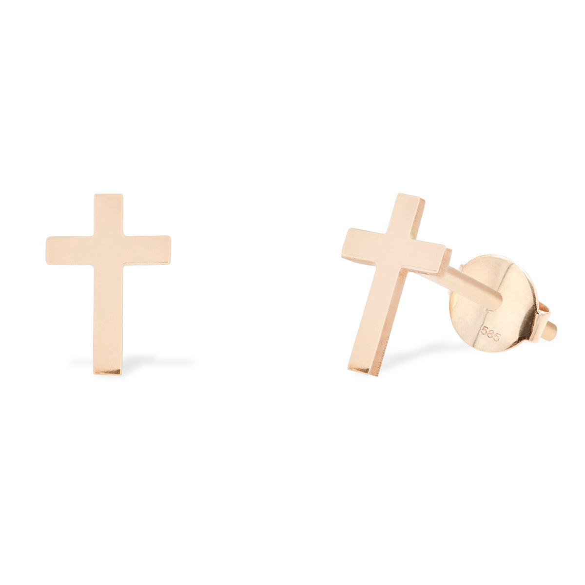 Cross earrings 14k rose gold