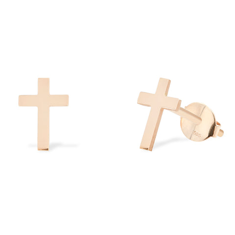 Cross earrings 14k rose gold