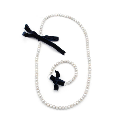 Midi cultured gray pearl necklace, 14k white gold - 58cm