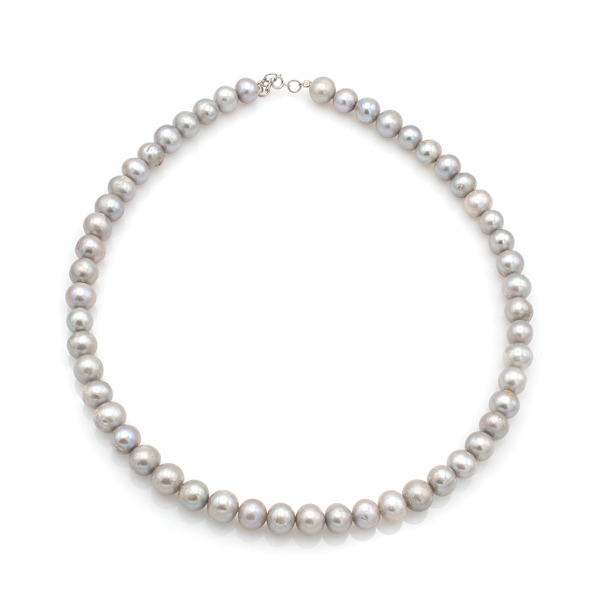 Necklace Gray purple cultured pearls midi 14k white gold - 38cm