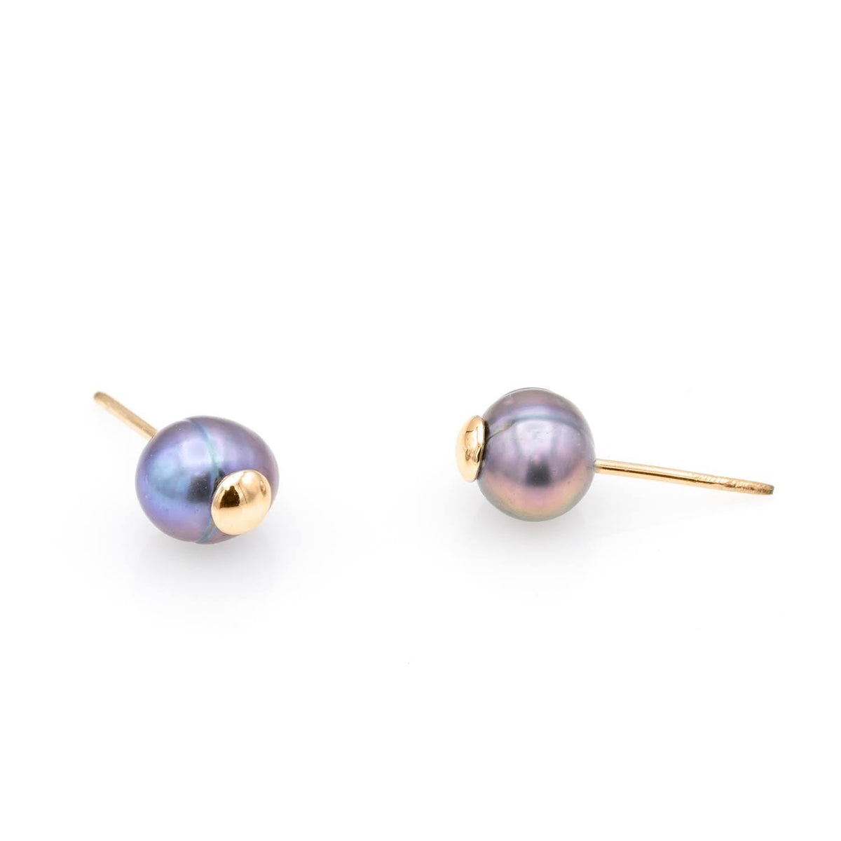 Gray-purple Pearl earrings 14K rose gold