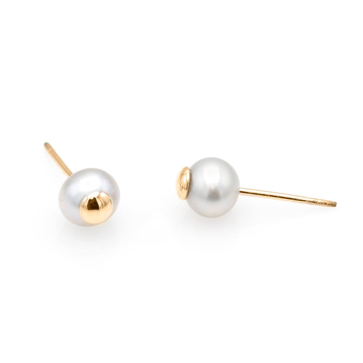 Pearl gray 14K rose gold earrings