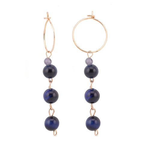 Creole earrings with gray Pearl 14k yellow gold