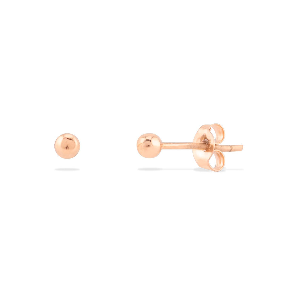 Ball earrings with 14k yellow gold chain and rod