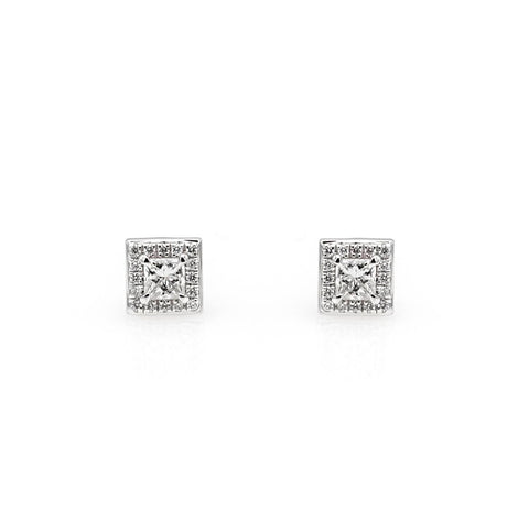 Cercei cu diamante albe 0.28ct din aur alb de 18k