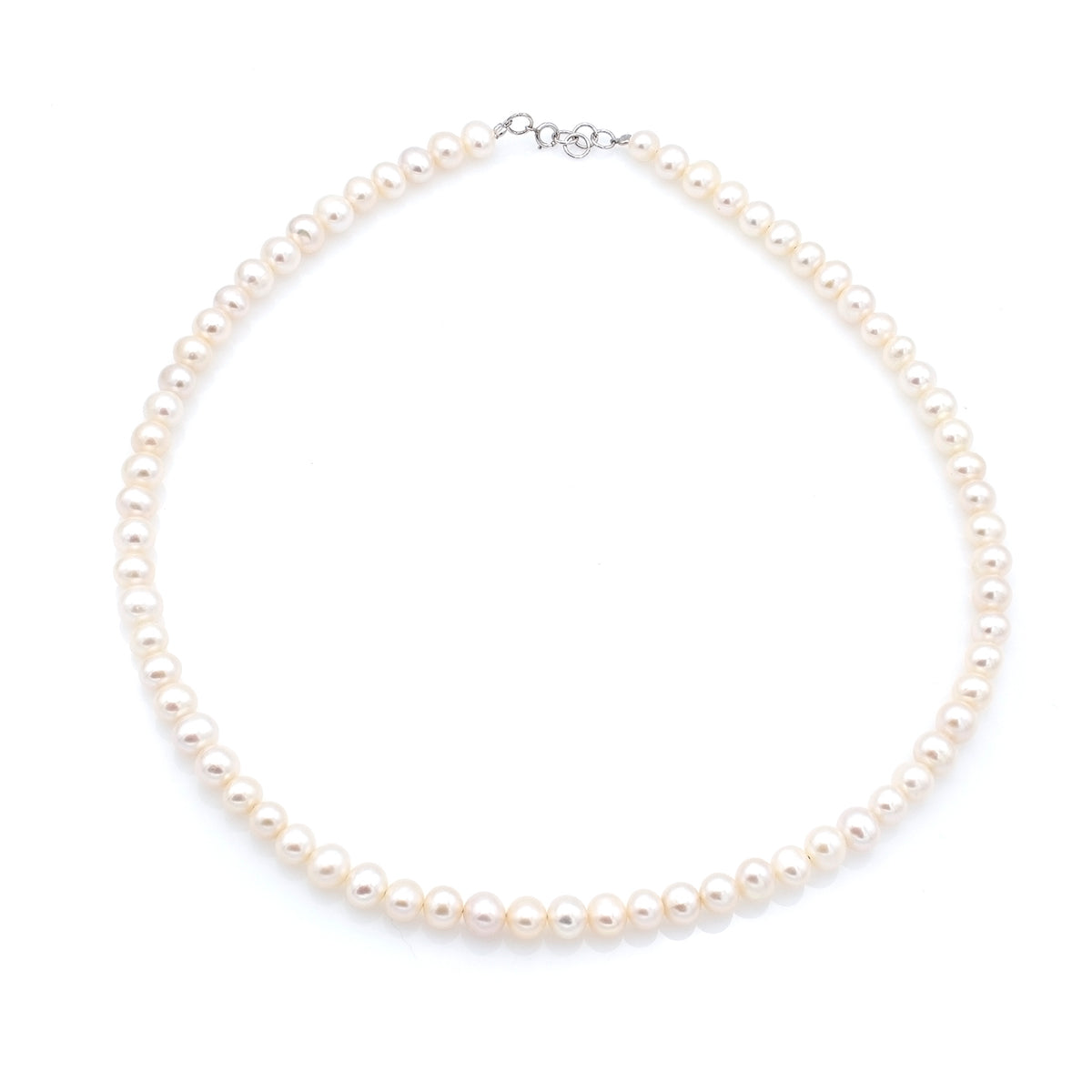 Midi cultured gray pearl necklace, 14k white gold - 38cm