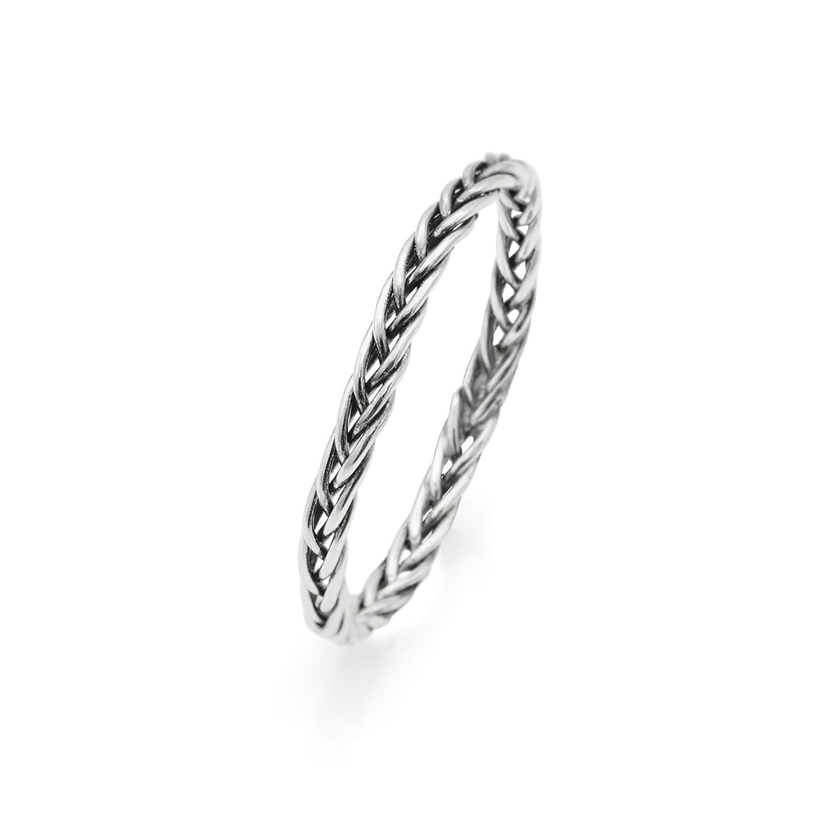 14K white gold braided ring