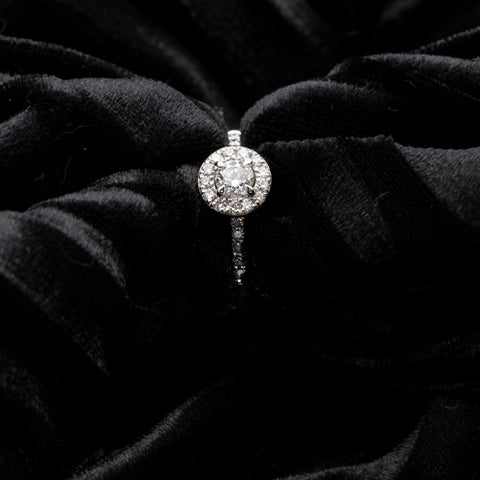 18K rhodium-plated white gold ring paved with black diamonds 0.10ct