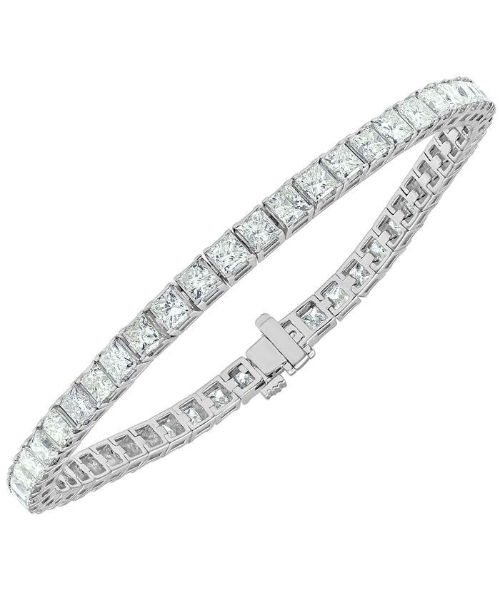 Bratara tennis cu diamante 4.00ct princess cut din aur alb 18K