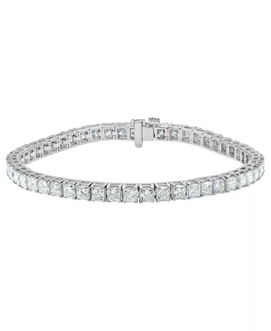 Bratara tennis cu diamante 4.00ct princess cut din aur alb 18K