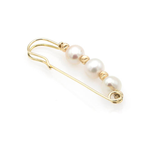 14k yellow gold brooch with PEARLS