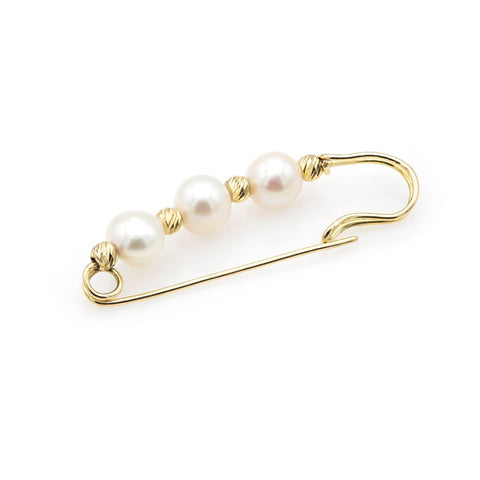 14k yellow gold brooch with PEARLS