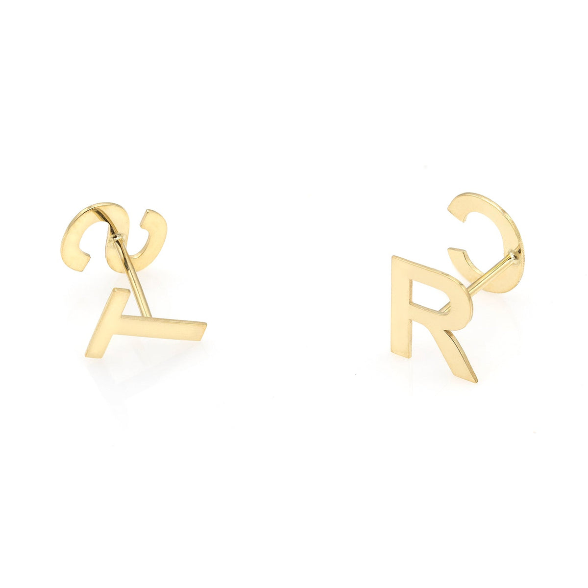 Buttons composed of 4 different letters, 14k gold