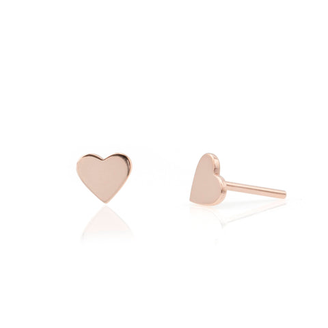 14K rose gold heart earrings