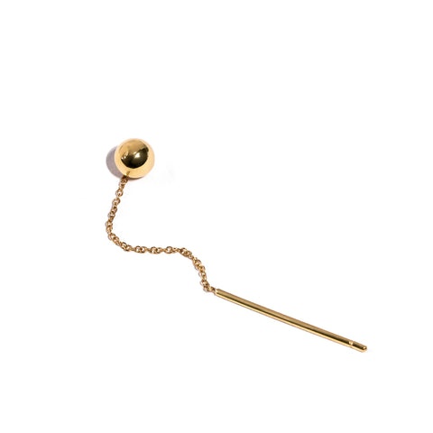 Ball earrings with 14k yellow gold chain and rod