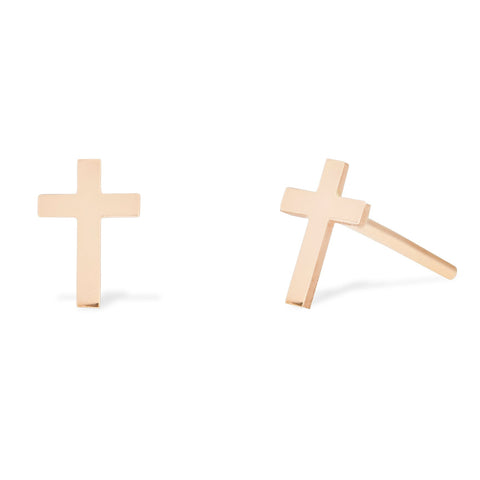 Cross earrings 14k rose gold