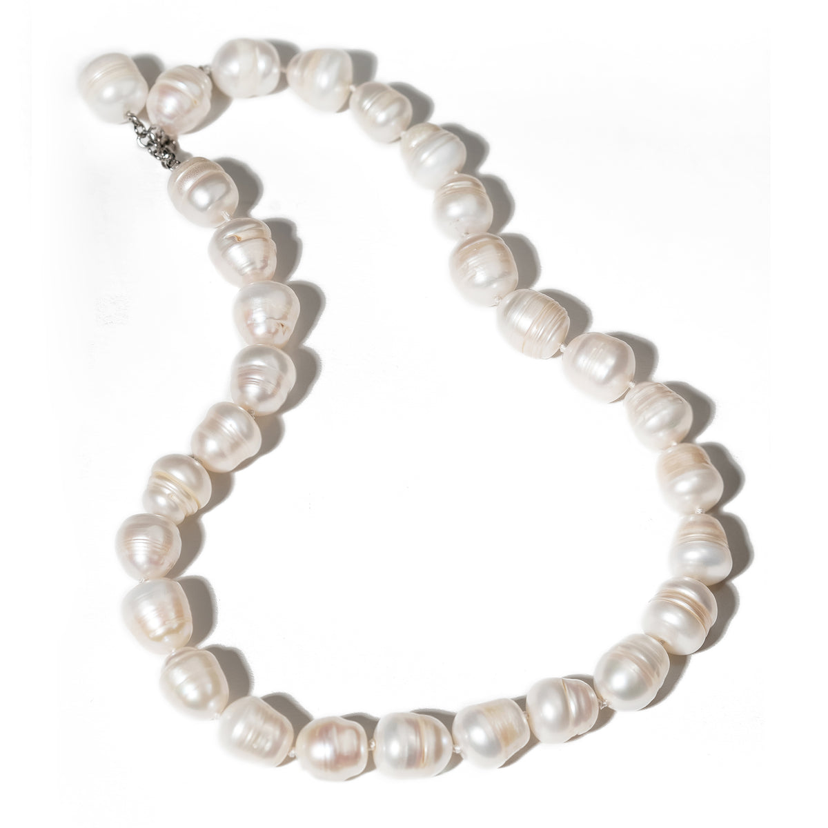 White pearl cultured pearl necklace 18k white gold - 45cm