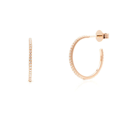 Creole earrings in 18k rose gold paved with diamonds 0.32ct