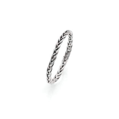 14K white gold braided ring